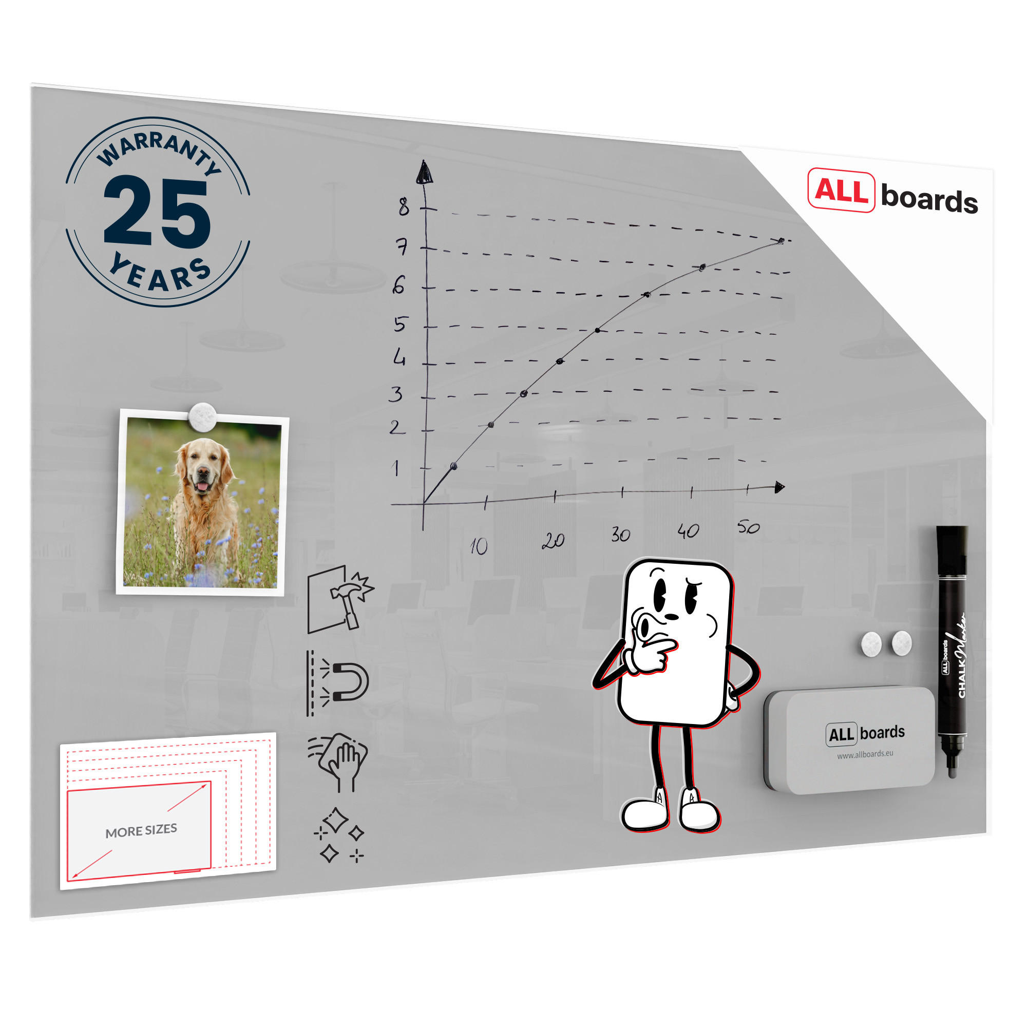 GLASBOARD, grau 60x40cm - rahmenloses Glasboard - Grau, Glas (60/40/0.7cm) - ALLboards