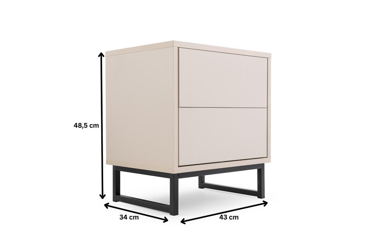 NACHTTISCH GENEVE 43/49/34 cm in Sandbeige - Beige, Holzwerkstoff (43/49/34cm) - Deine Möbel 24