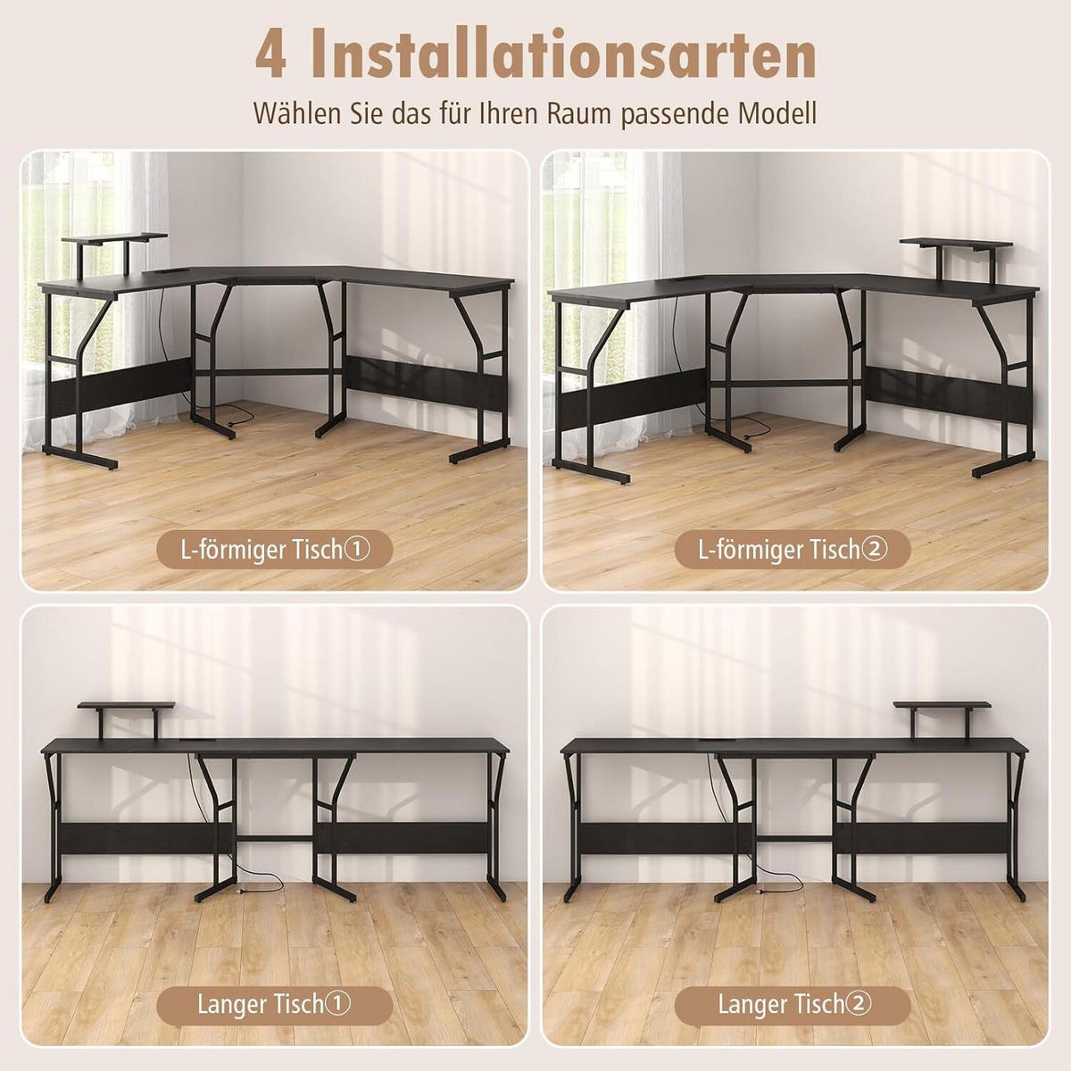 SKRIVBORD 91 cm Svart - Svart, Trä (148/148/91cm) - COSTWAY