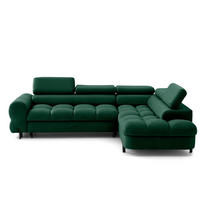 ECKSOFA BOWL L Rechts mit Schlaffunktion 125x195 Velours Grün - Schwarz/Grün, Holz/Textil (195/260cm) - Muffo