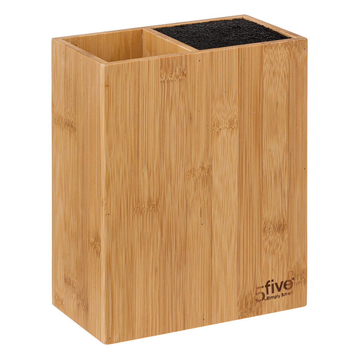 KÜCHEN-ORGANIZER mit Zubehör 11-tlg., Messerblock mit 5 Messern, Bambus, Stahl - Beige, Holz (10.5/35.5/22.7cm) - 5five Simply Smart