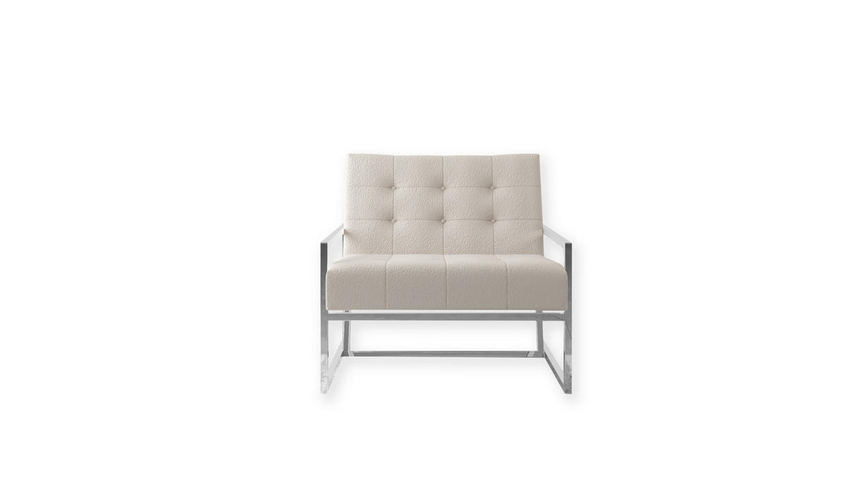 LOUNGESESSEL Duban Beige Bouclé-Stoff - Beige/Silberfarben, Holz/Textil (84/81/89cm) - S-Style Möbel
