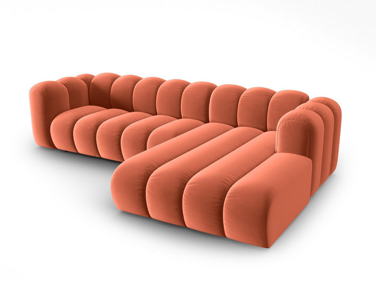 ECKSOFA modular rechts Lupine aus Samt koralle 4 Sitzplätze - Koralle, Textil (177/290cm) - Micadoni