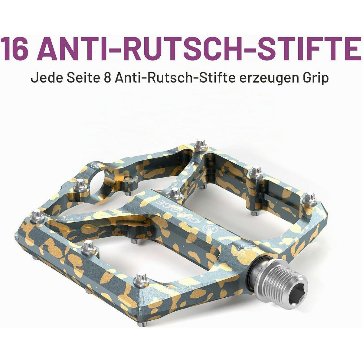 FAHRRADPEDALE Rennrad/Mountainbike Aluminiumlegierung Grau Tarnmuster 3 Lager - Multicolor, Metall (10.4/1.5/10.4cm)
