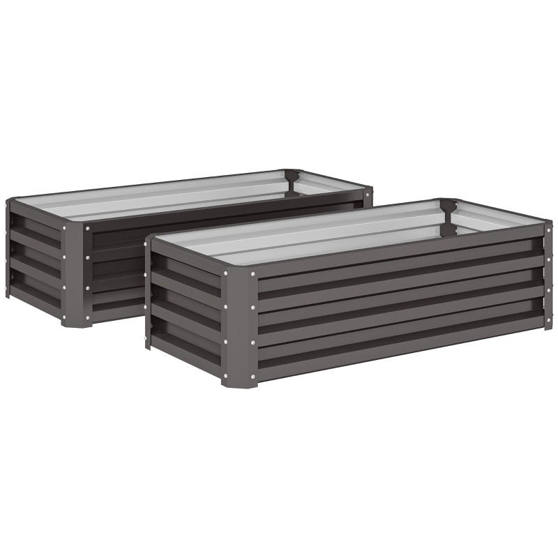 HOCHBEET Metall 2er Set 110x50x30 cm offen dunkelgrau - Dunkelgrau, Metall (110/30/50cm) - Fortuna Lai
