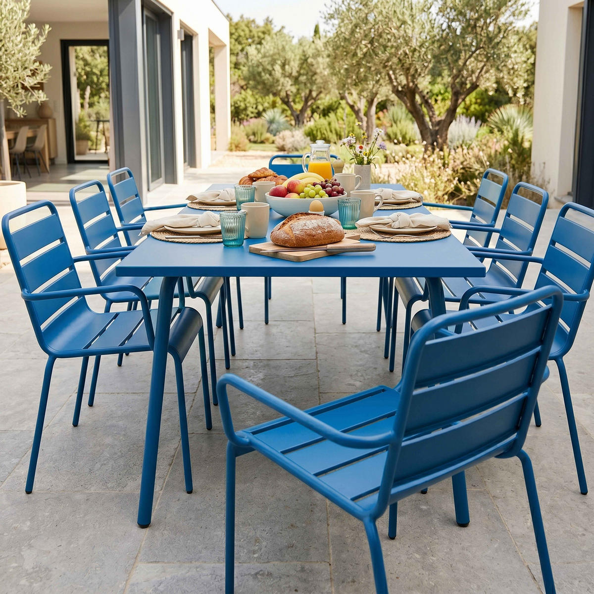 GARTENSET 9-tlg., Pazifikblau - Blau, Metall - Oviala