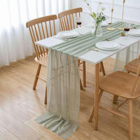 TISCHLÄUFER Chiffon Salbeigrün 75 x 300 cm - Transparent, Textil (300/75/1.5cm)