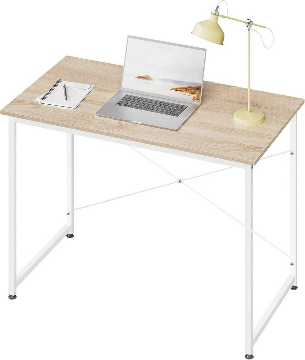 SCHREIBTISCH 100x50x75 cm, Helle Eiche - Eichefarben, Holzwerkstoff/Metall (50/100/75cm) - Woltu