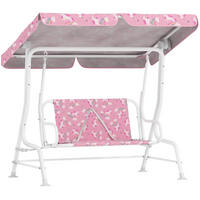 HOLLYWOODSCHAUKEL 112/75/120 cm mit verstellbarem Sonnendach und Sicherheitsgurt, Einhorn-Regenbogen-Design, Rosa - Rosa, Metall (75/120/112cm) - Redom