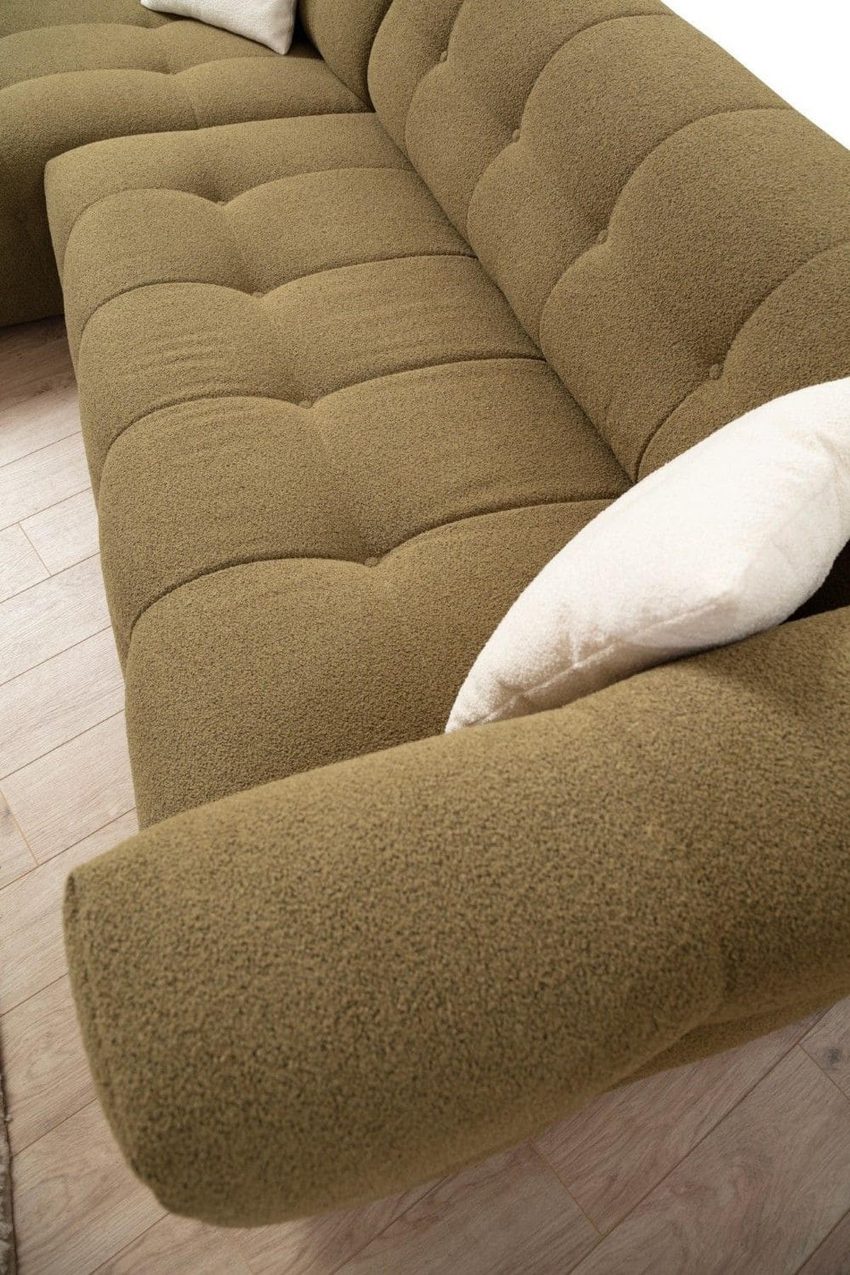 ECKSOFA modernes Design - Schwarz/Grün, Holz/Kunststoff (300/150cm) - myHomelando