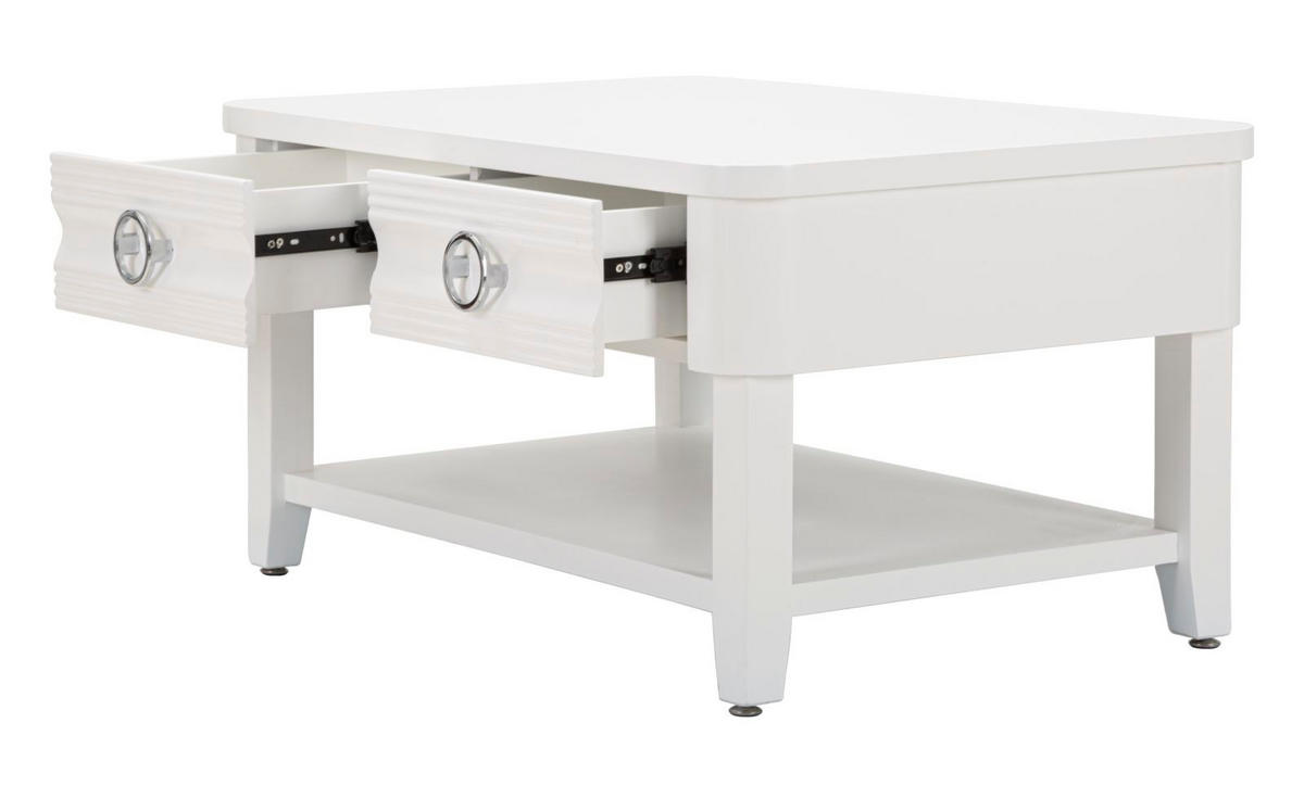 COUCHTISCH Shine, weiß, Tannenholz, MDF und Metall, 90 x 60 x 47 cm - Weiß, Holz/Holzwerkstoff (60/90/47cm) - Mauro Ferretti