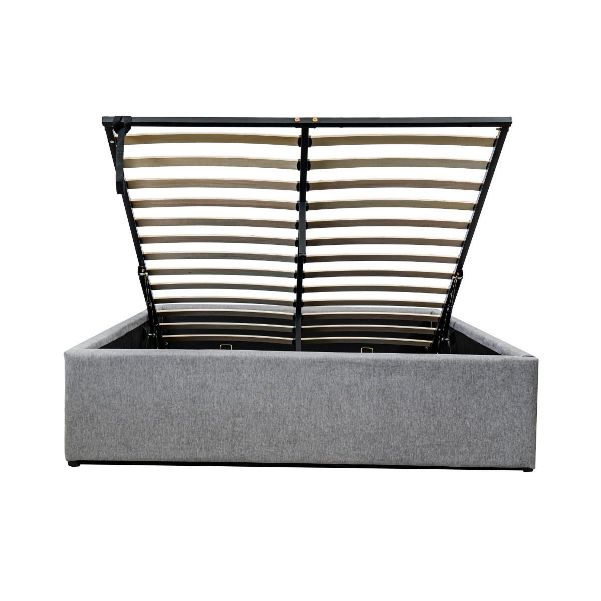 BETTKASTEN 140x190 cm mit grauem stoff - alba - Grau, Holz (190/140cm) - Calicosy