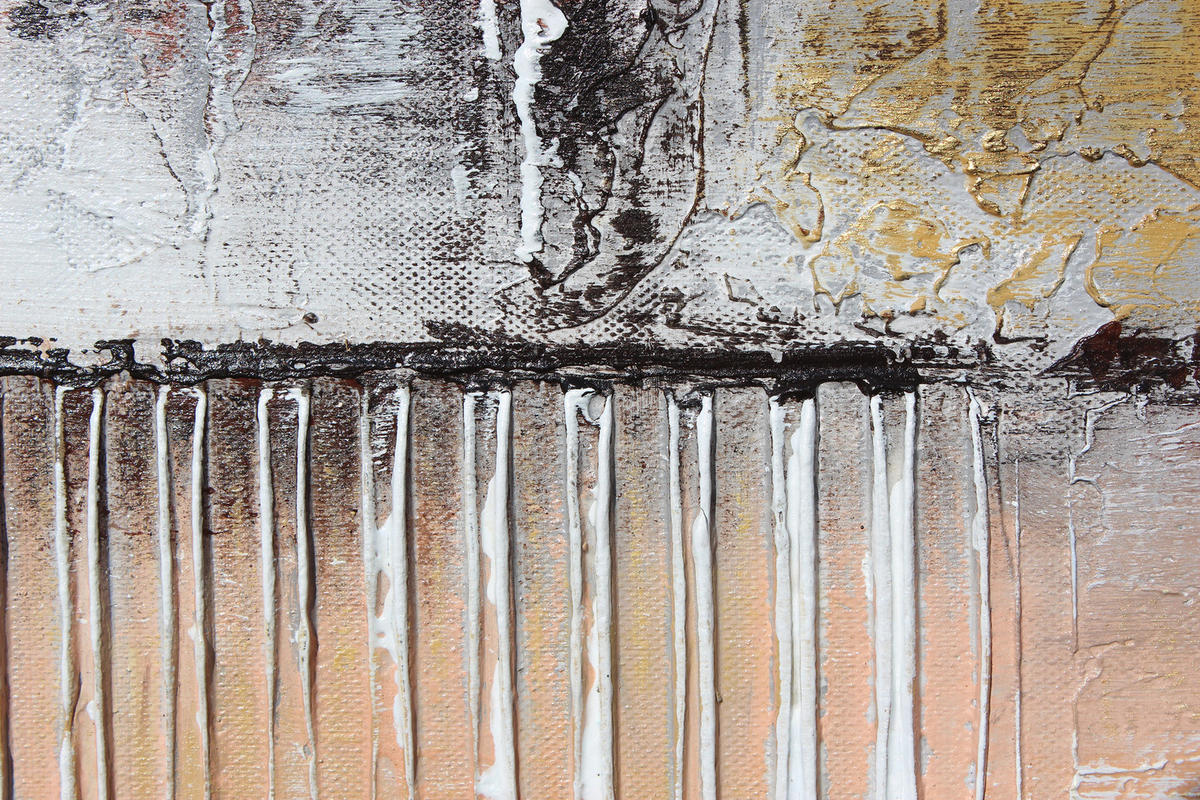 GEMÄLDE Goldene Abstraktion Schattenfugenrahmen beige 160x80 cm - Beige, Holz (160/80cm) - YS-art gallery