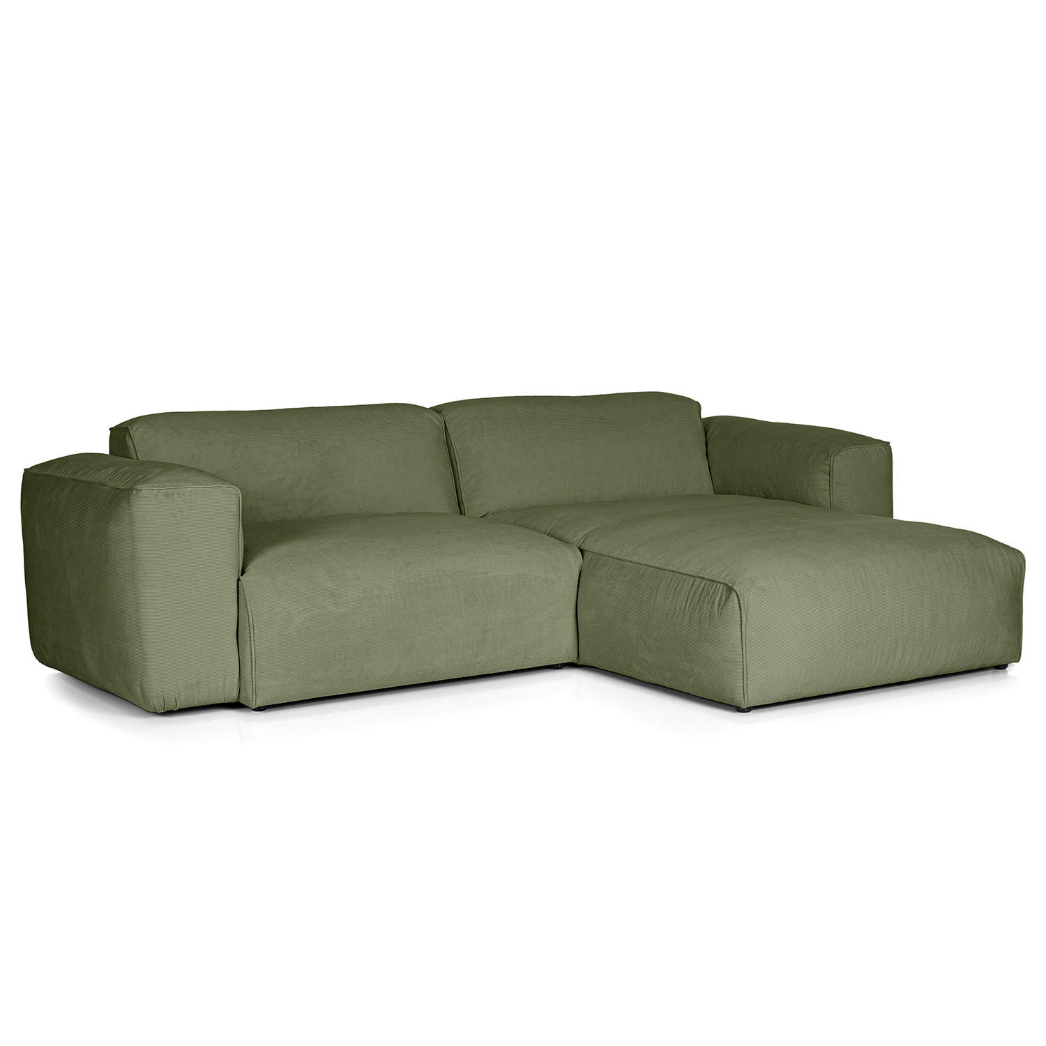 1,5-SITZER ECKSOFA mit Longchair - Dunkelgrün/Schwarz, Textil (260/173cm) - home24