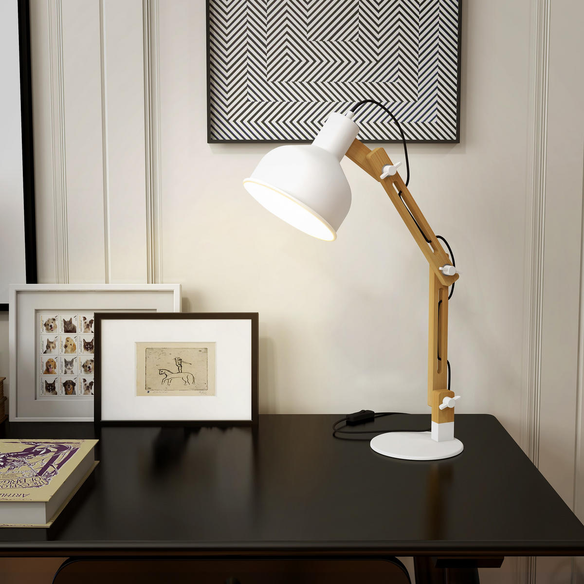 SCHREIBTISCHLAMPE, Metall, Weiß - Weiß, Metall (36/15.5/50cm) - HOMCOM