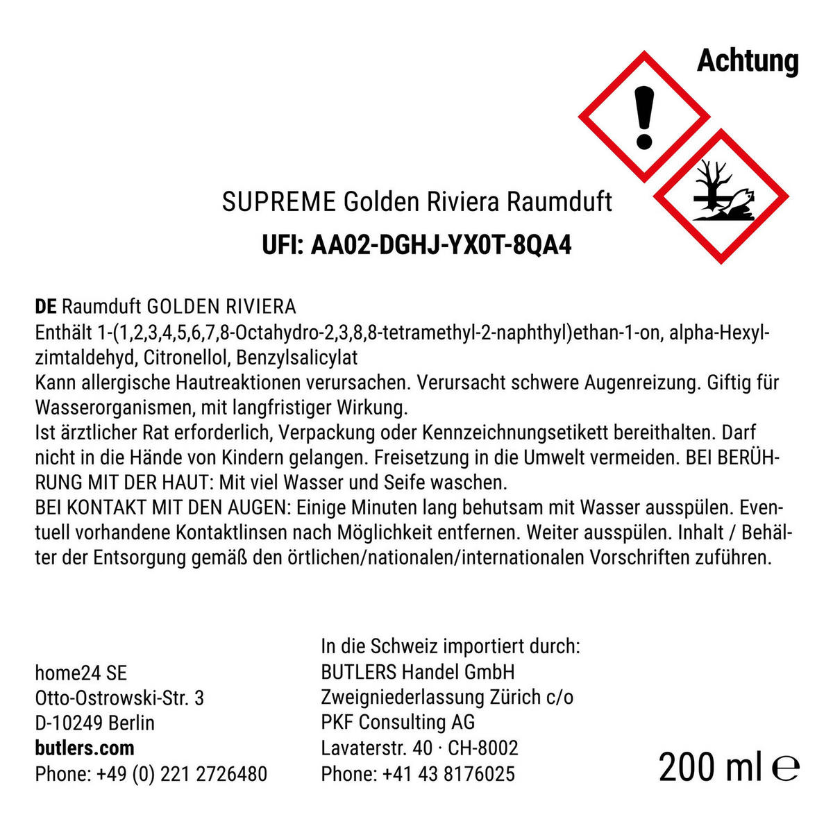 RAUMDUFT Supreme Golden Riviera - Beige, Glas (7/11/7cm) - Butlers