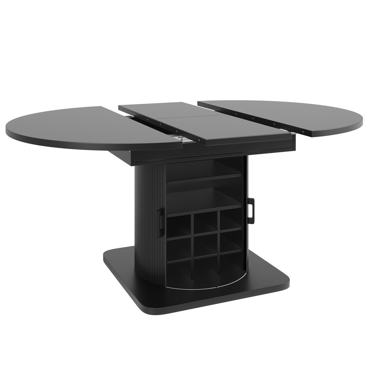 ESSTISCH Ausziehbar Stauraum MDF Schwarz - Schwarz, Metall (118/118/76cm) - FLIEKS