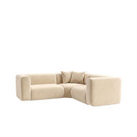 ECKSOFA Modulares, Corner Mini, Velvet-Stoff Bluvel, Creme, GRETA - Creme, Holz (190/190cm) - Kaiser Möbel