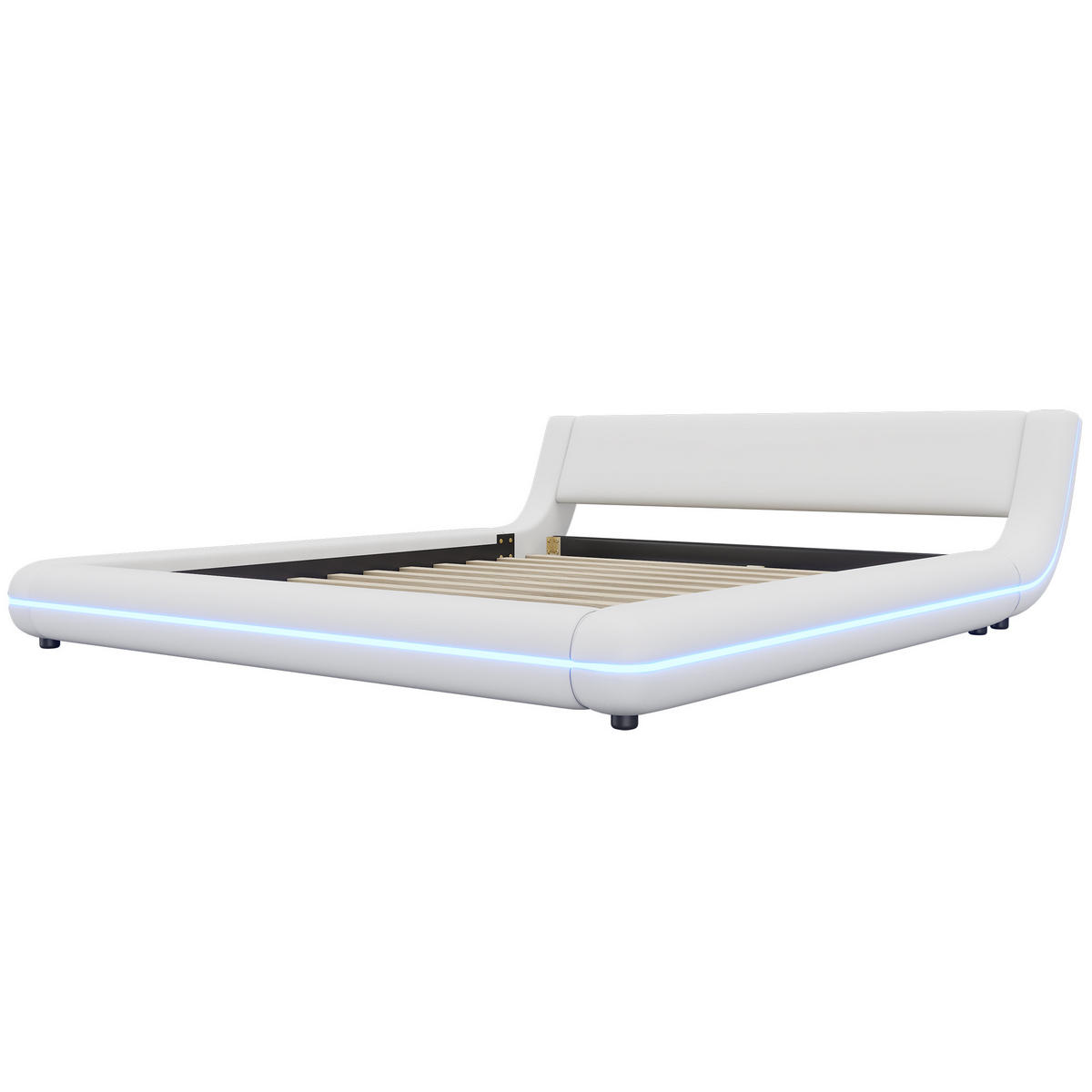 BETT 160/200 cm in Weiß mit LED - Weiß, Holzwerkstoff/Textil (160/200cm) - CHICFURN