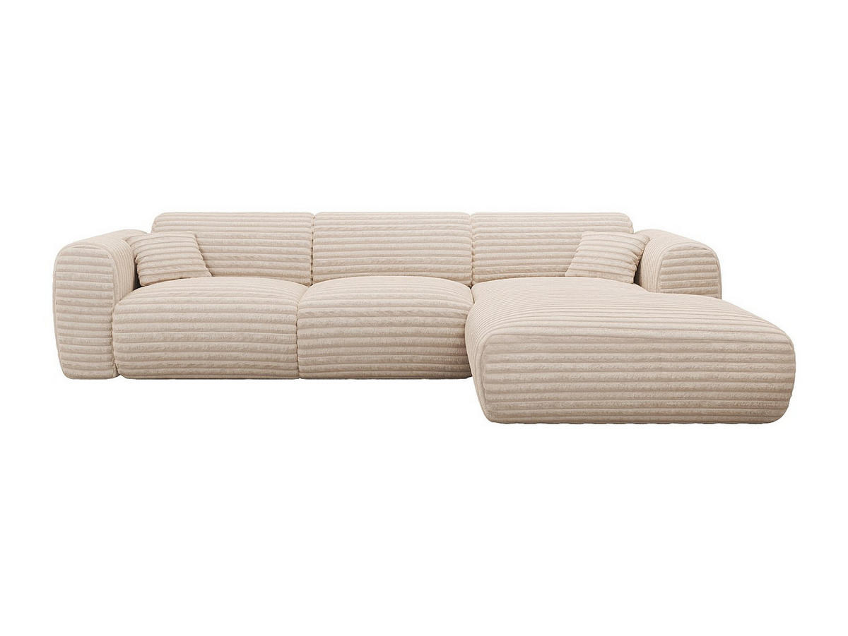 GROSSES Ecksofa - Ecke rechts - grob gerippter Cord - Beige - POGNI - Beige, Textil (280/165cm) - Vente-Unique