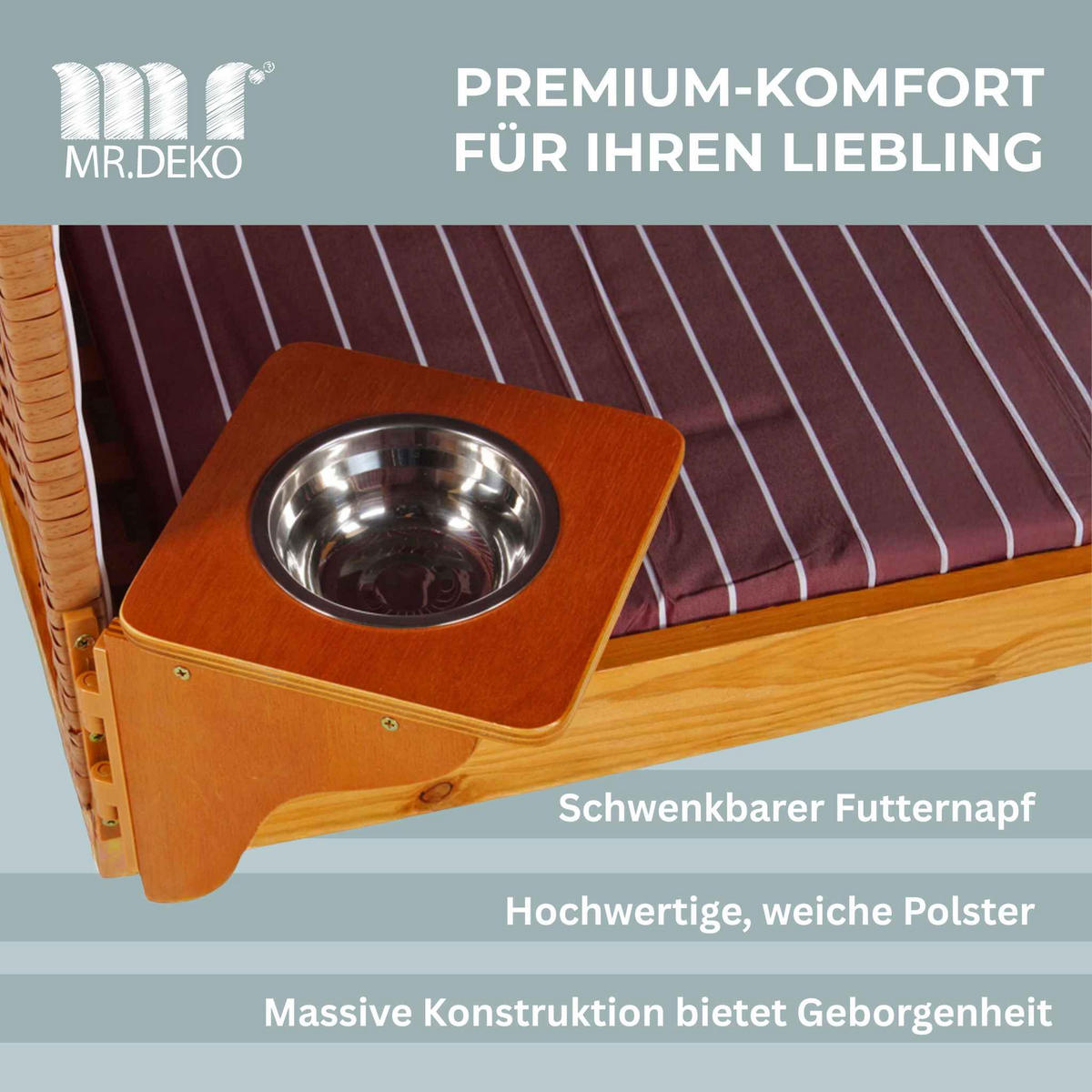 HUNDESTRANDKORB - Rot/Braun, Holzwerkstoff (80/95/65cm) - Mr. Deko