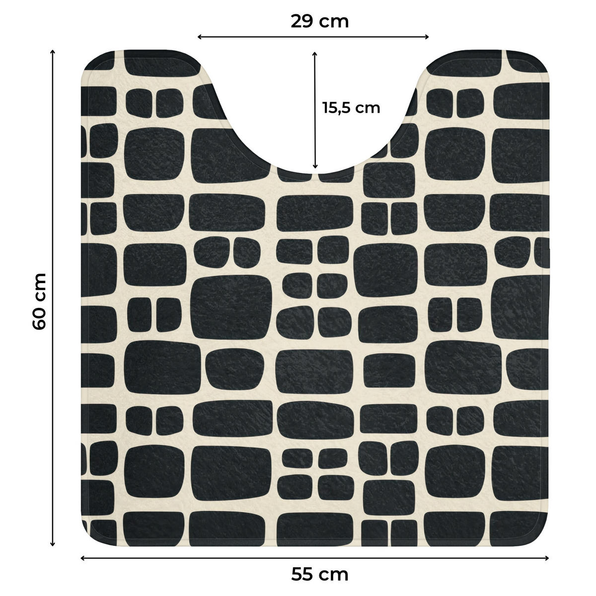 WC PŘEDLOŽKA Moderní - organické - černé 55x60 cm - antracitová, textil/plast (55/1cm) - OnlyWow