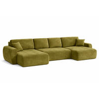 ECKSOFA Mit Schlaffunktion Und Bettkasten U-Form Ivo U, Veloursstoff Salvador, Olive - Olivgrün, Holz (342/142cm) - Kaiser Möbel