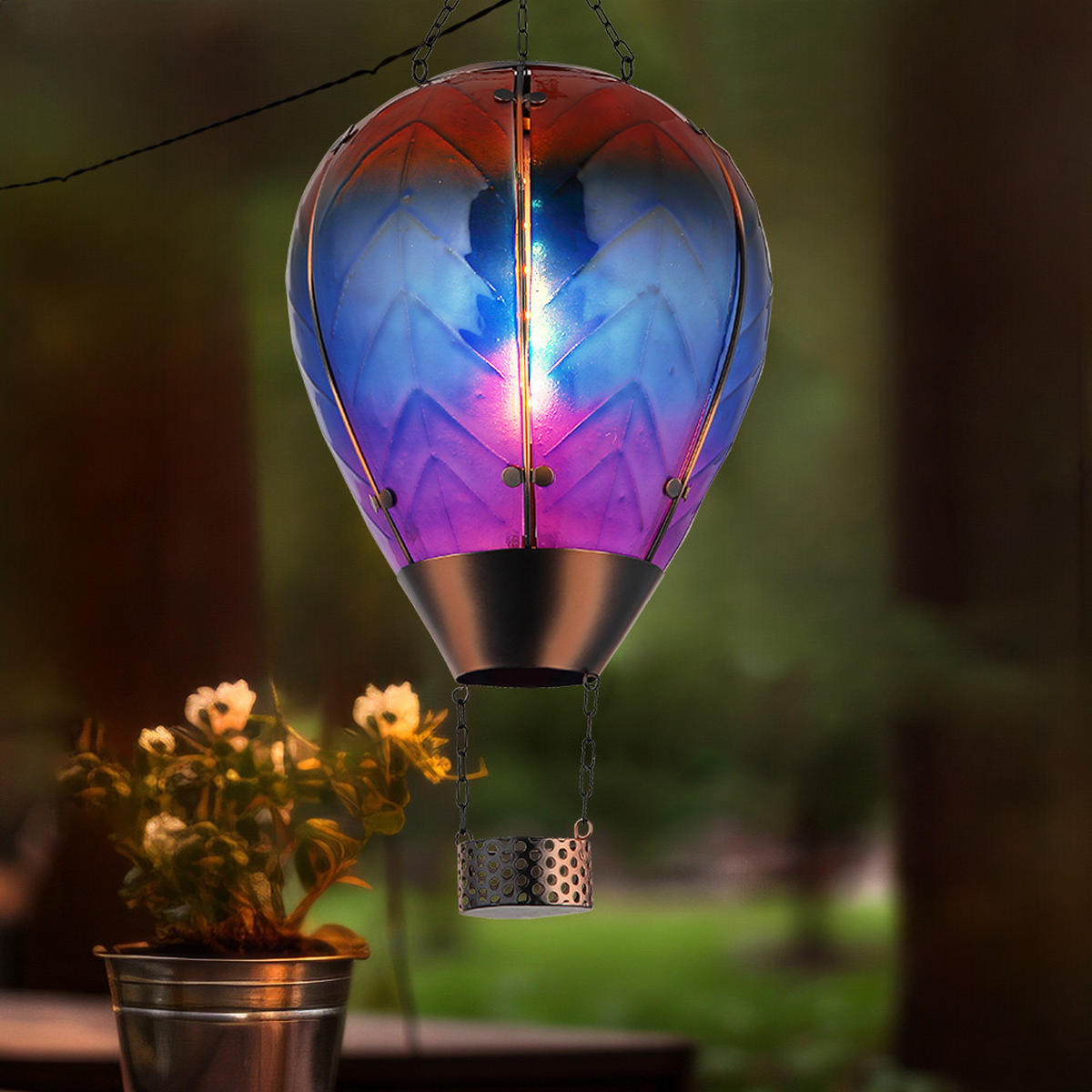 LED AUSSENLEUCHTE Glas Bunt - Multicolor, Metall (25/25/58cm) - Globo Lighting