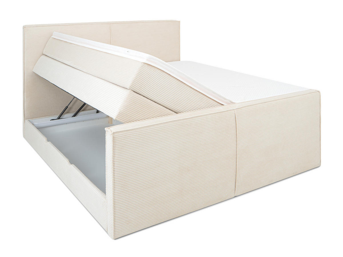 BOXSPRIGBETT Buffalo Beige 180/200 cm H3/H4 Cord - Beige, Textil (180/200cm) - wonello