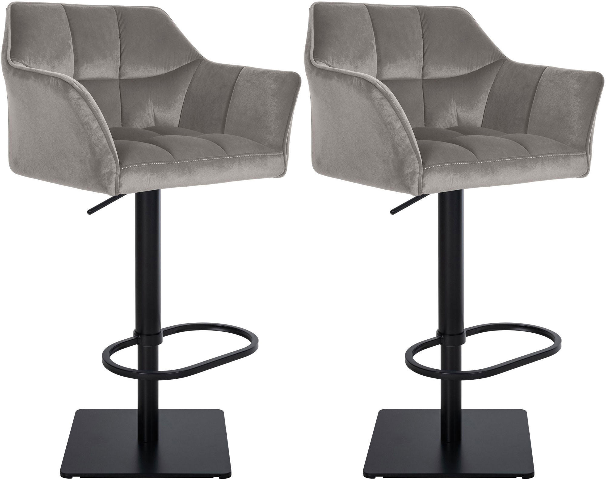 BARHOCKER 2er Set Samt Grau - Schwarz/Grau, Textil/Metall (64/88/45cm) - CLP