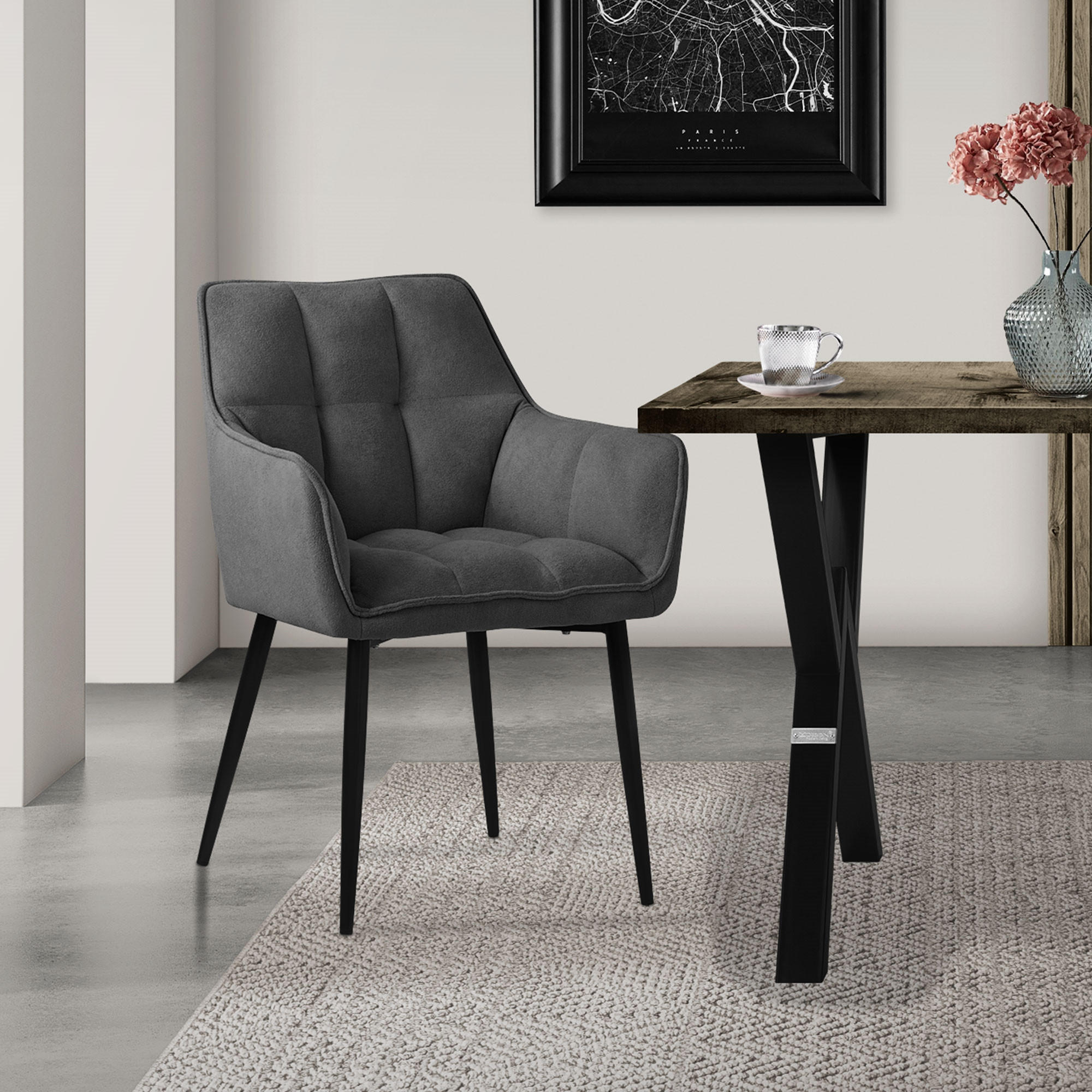 ESSZIMMERSTUHL dunkelgrau - Dunkelgrau, Textil (63/90/57cm) - ML-DESIGN