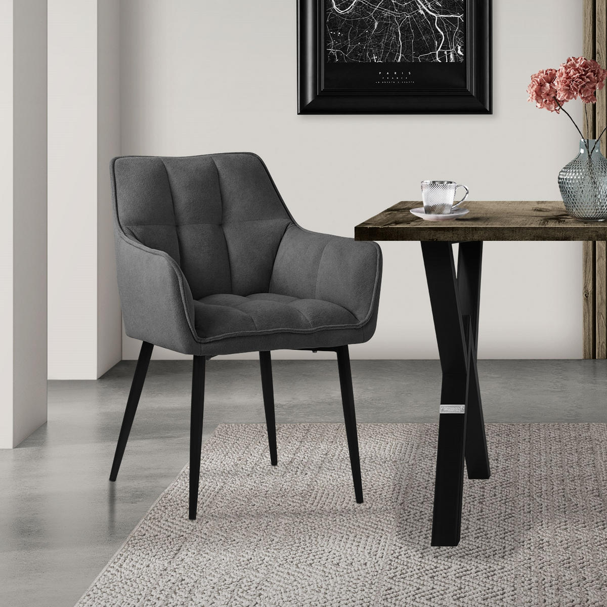ESSZIMMERSTUHL dunkelgrau - Dunkelgrau, Textil (63/90/57cm) - ML-DESIGN