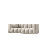 COUCH Dreisitzer-Sofa Grand Modular Stoff Salvador Hellgrau - Creme, Holz (230/70/91cm) - Kaiser Möbel