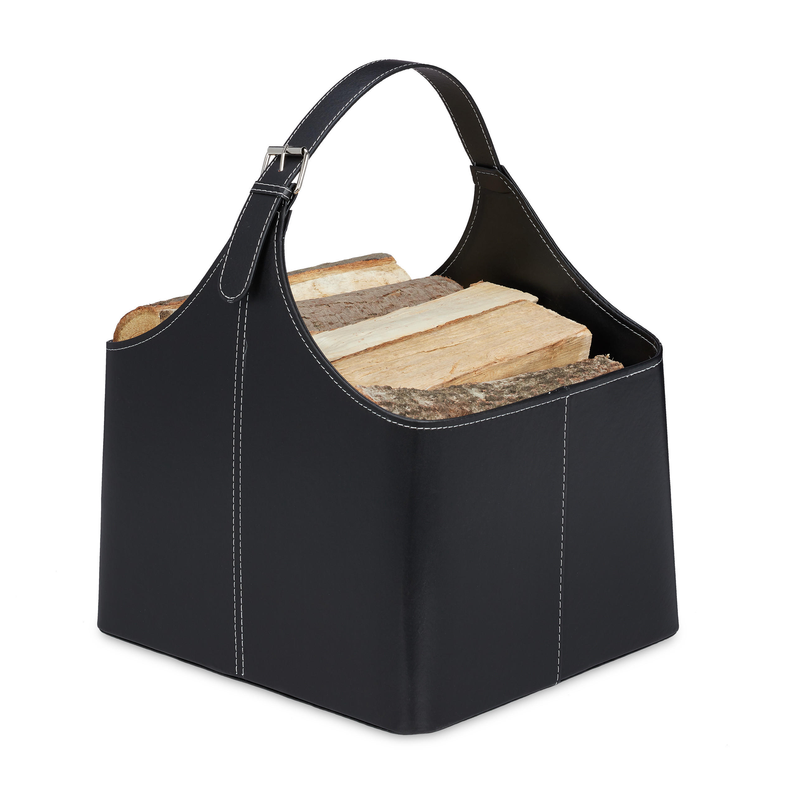 HOLZKORB - Schwarz, Wellpappe/Kunststoff (35.5/50/42.5cm) - Relaxdays