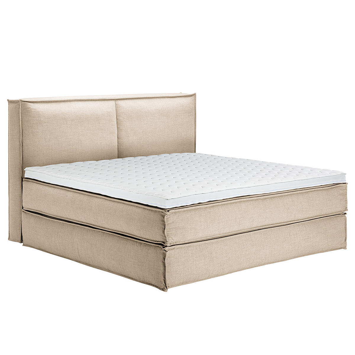 BOXSPRINGBETT mit Kopfteil - Premium - Beige, Textil (200/220cm) - home24