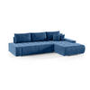 ECKSOFA mit Schlaffunktion Dhaka L, Dunkelblau - Blau, Textil (185/265cm) - Fedve