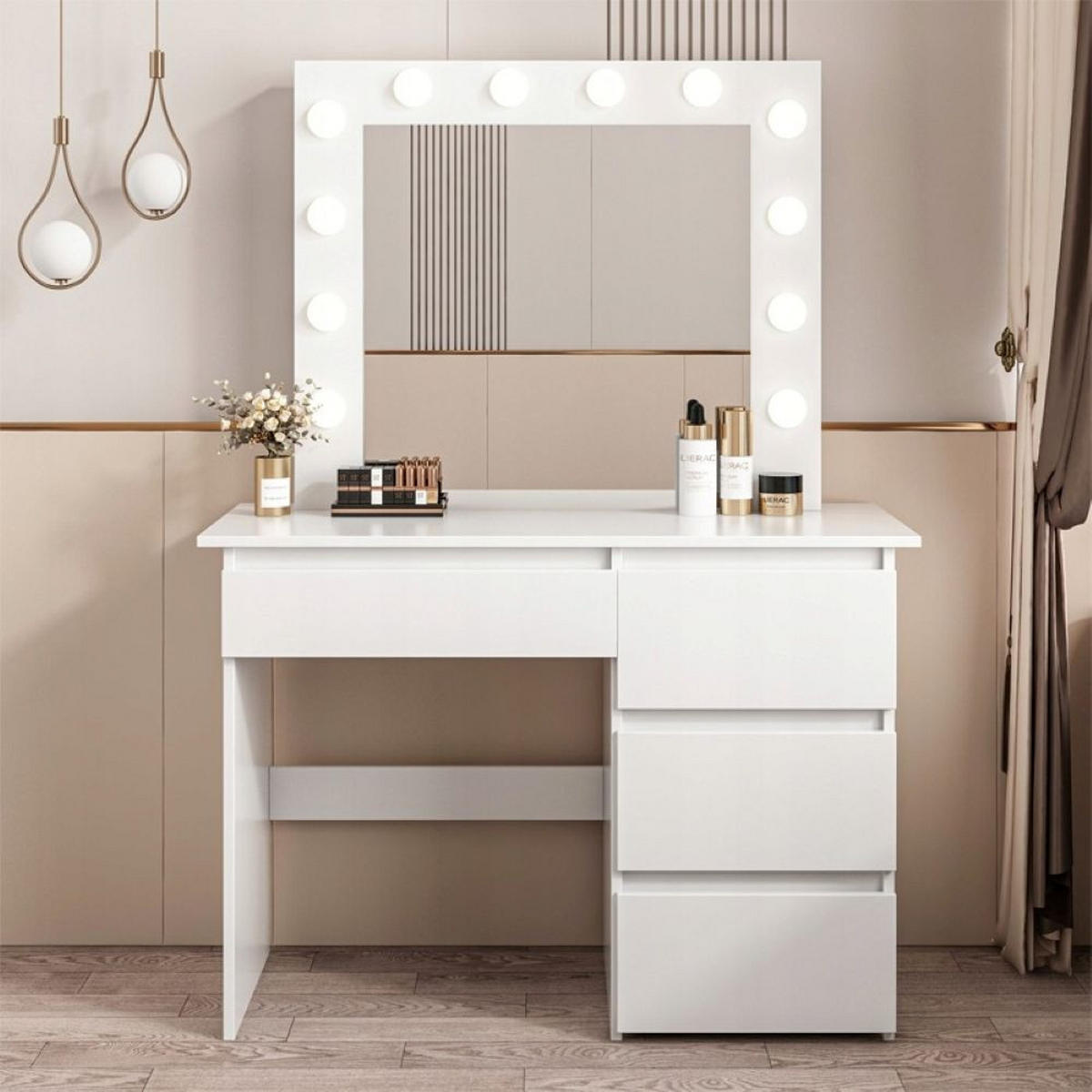 SCHMINKTISCH, weiß 90/40/140 cm - Weiß, Holzwerkstoff (88.5/7.5/79cm)