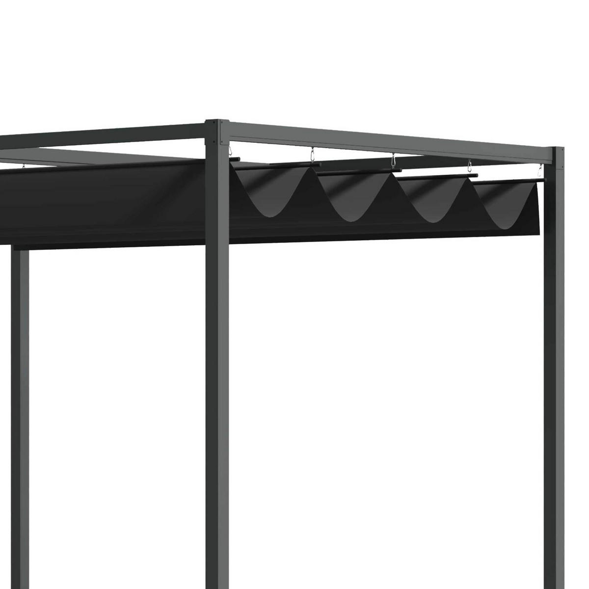 PERGOLA aus Metall 298x213x221 cm in Schwarz mit Schiebedach - Schwarz, Metall (298/221/213cm) - Modfu