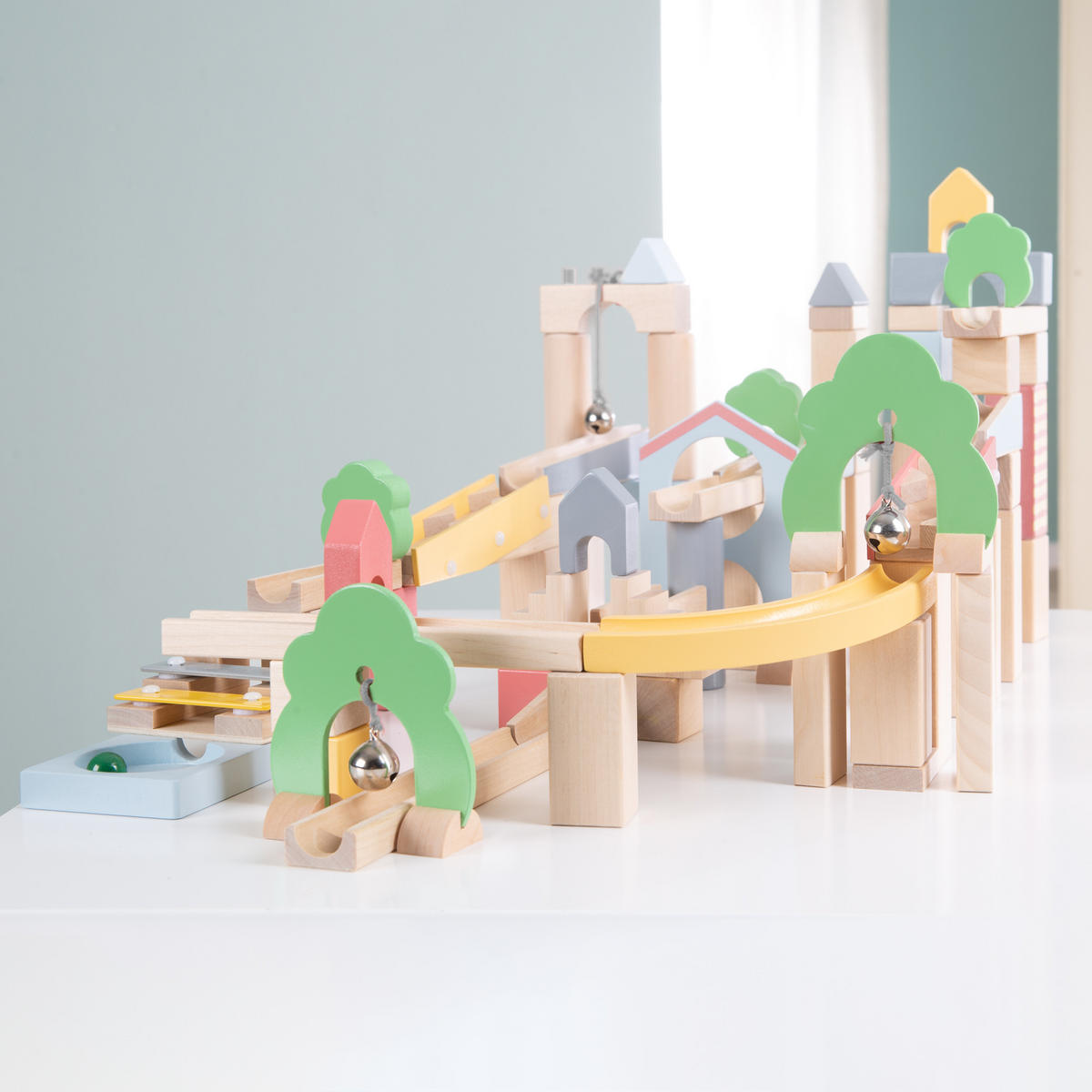 KUGELBAHN 80-teilig - Multicolor, Holz (60/40cm) - Roba