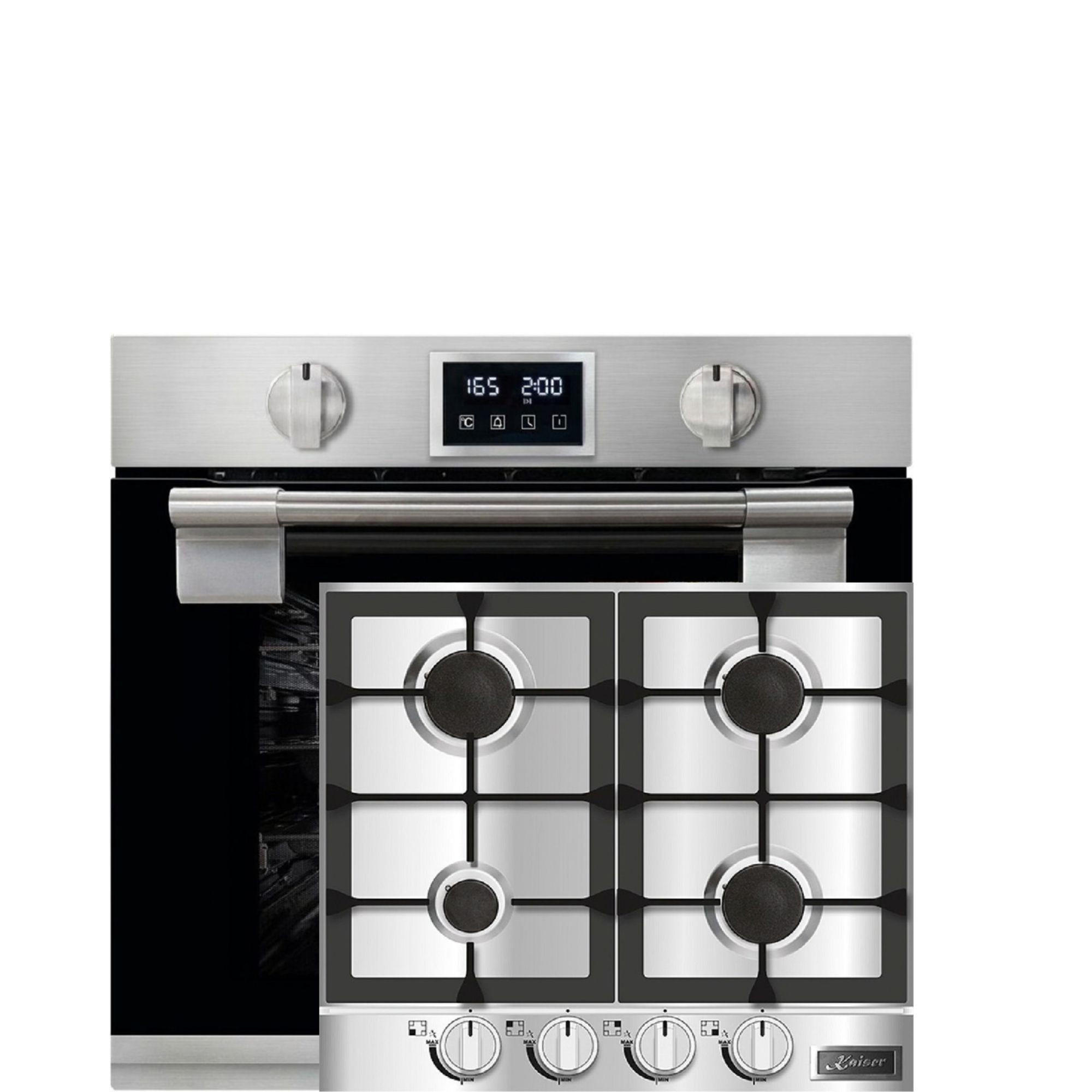 EINBAU-ELEKTROBACKOFEN 60 cm EH 6337 + KG 6357 Gas-kochfeld 60cm - Silberfarben, Metall (59.4/59.4/55.6cm) - Kaiser Küchengeräte