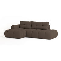 ECKSOFA FLUMA L-S Braun Geflochtener Stoff mit Schlaffunktion - Braun, Holz (274/165cm) - MASSENO