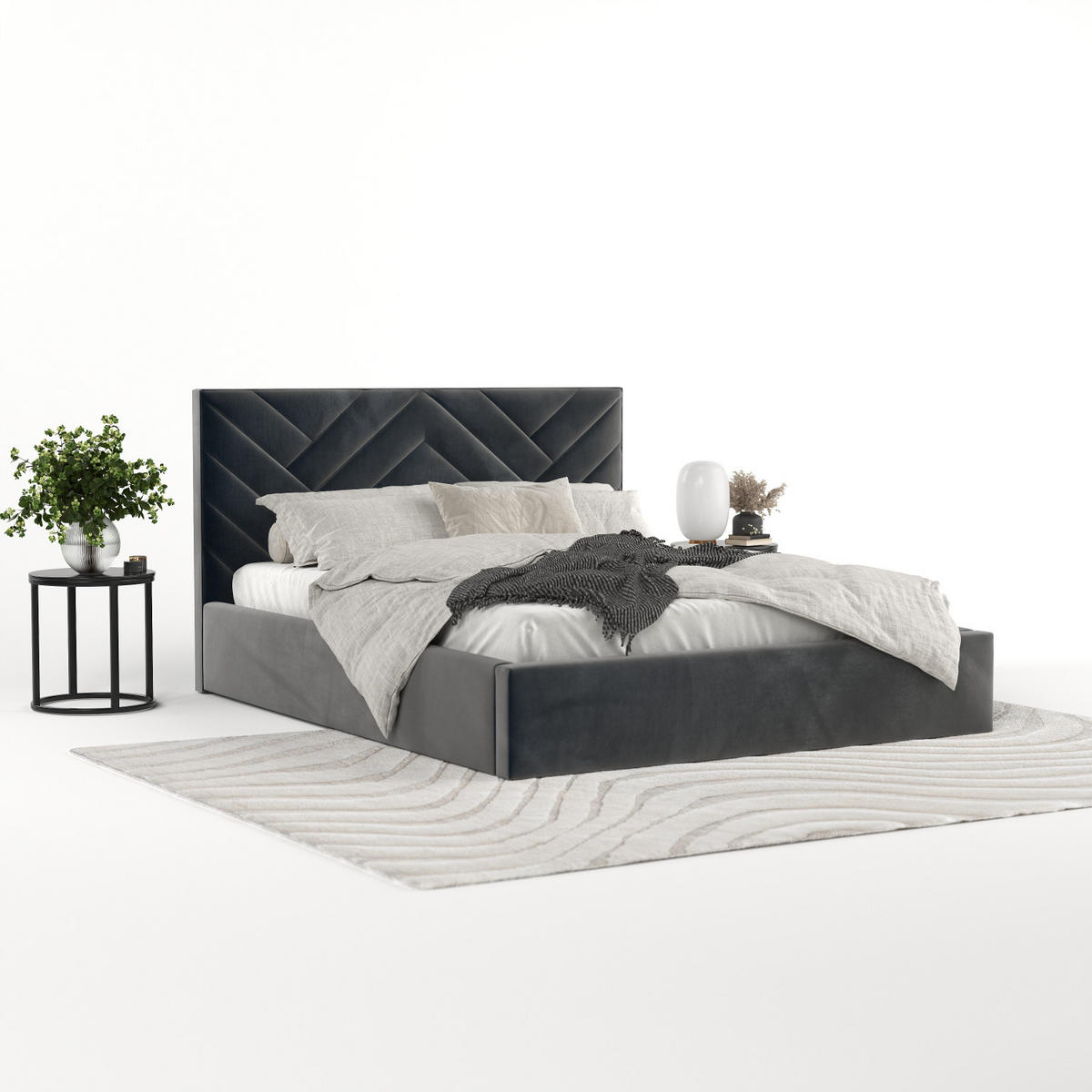 POLSTERBETT Arco 180/200 cm Anthrazit im Paros Stoff - Anthrazit/Schwarz, Holz/Holzwerkstoff (180/200cm) - AltaBeds