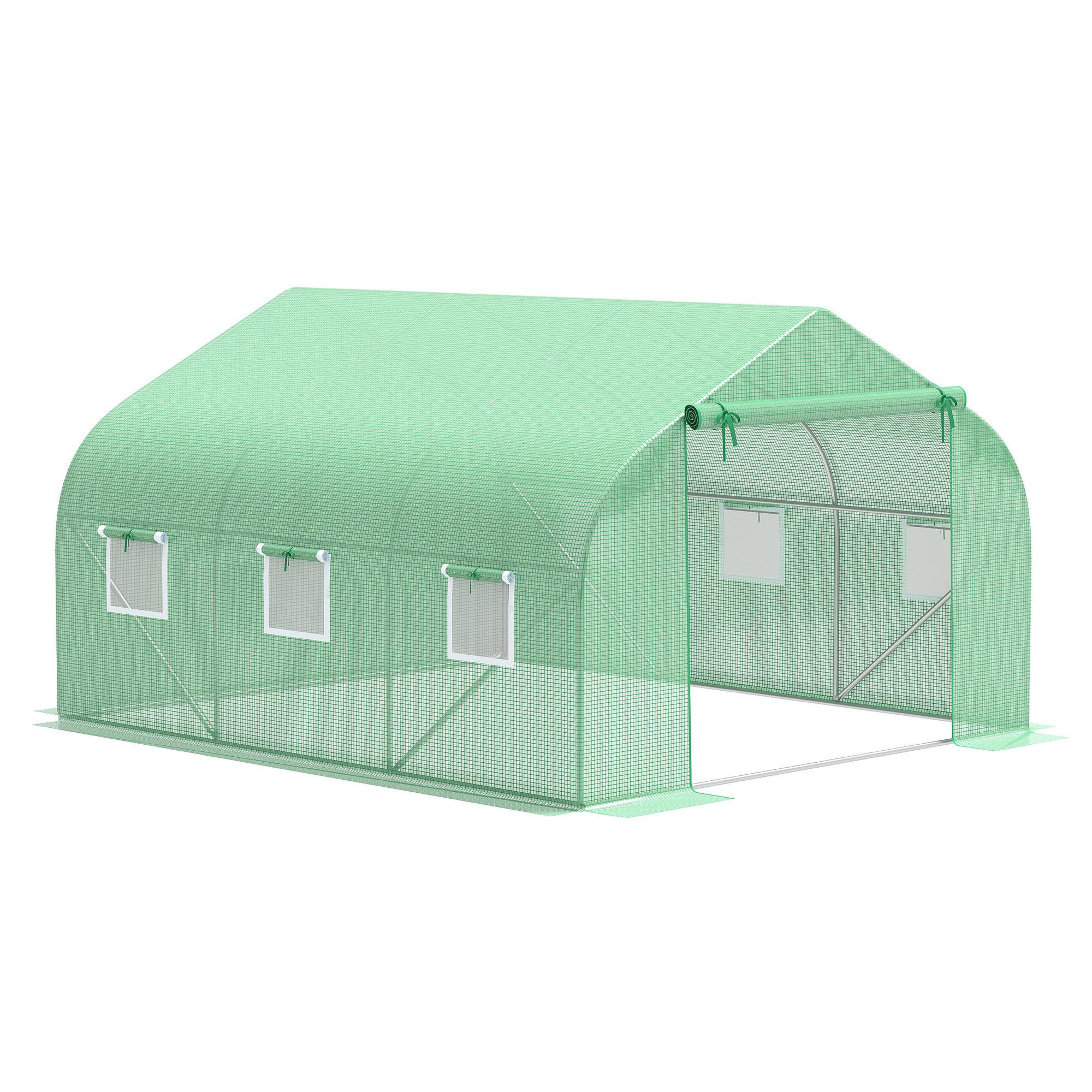 GEWÄCHSHAUS DE-11875 10,5 m² mit Tür + 6 Fenstern Grün - Grün, Kunststoff (300/200/350cm) - ComfortXL