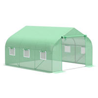 GEWÄCHSHAUS DE-11875 10,5 m² mit Tür + 6 Fenstern Grün - Grün, Kunststoff (300/200/350cm) - ComfortXL