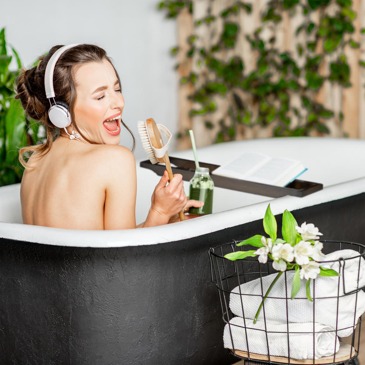 BADEWANNENABLAGE - Dunkelbraun, Holz (70/4/15cm) - Relaxdays