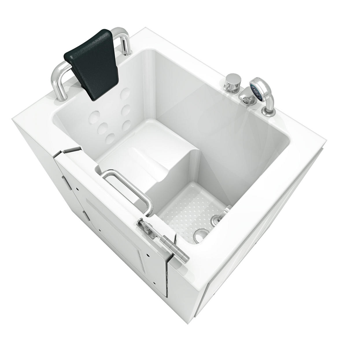 SENIOREN Sitzwanne Badewanne mit Tür S02-B-L 100x78 cm - Weiß, Glas/Kunststoff (78/113/100cm) - AcquaVapore by Sandra Jentho