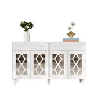 SIDEBOARD 140/40/83 cm, 4 Spiegeltüren, 2 Schubladen, MDF weiß, mit kristallförmigen Griffen, Weiß - Weiß, Holzwerkstoff (140/83/40cm) - Redom