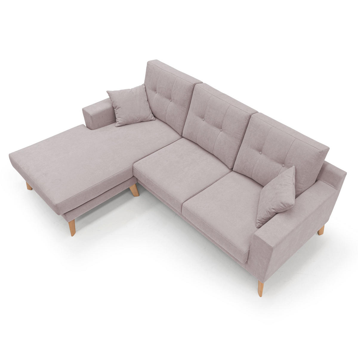 ECKSOFA Danish - Rosa, Textil (237/91cm) - Divani.store