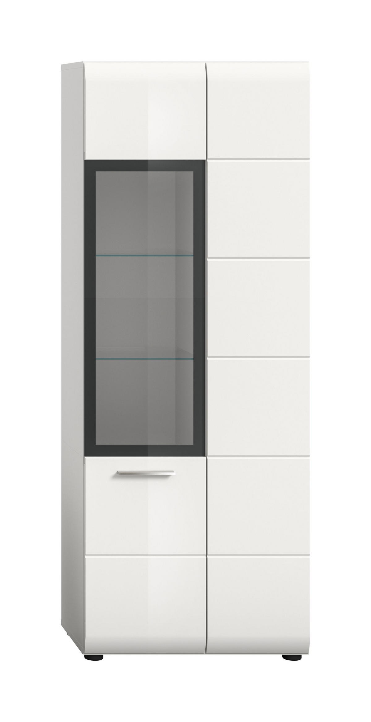 VITRINE ICE (B/H/T: ca. 60/160/34 cm) in Weiß/weiß hochglanz - Weiß, Holzwerkstoff (60/160/34cm)