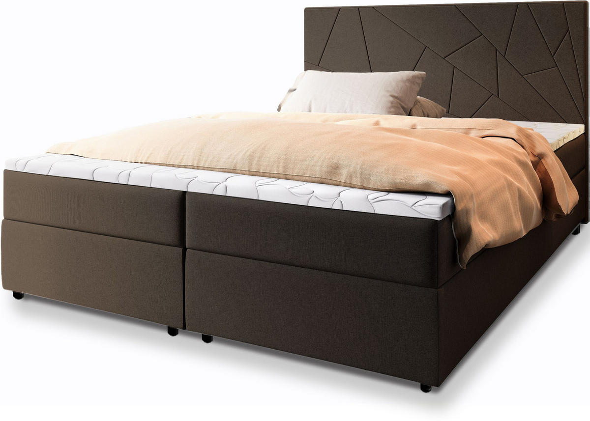 POSTEL BOXSPRING MADO 160x200 cm, s matrací a úložným prostorem, hnědá - hnědá, kompozitní dřevo/textil (160/200cm) - MASSENO